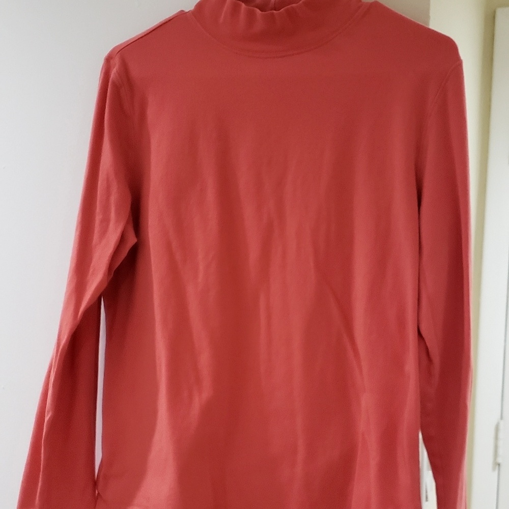 Ladies orange mock turtleneck pullover top